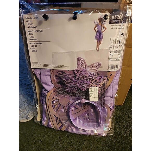 New Shimmering Butterfly Purple Suit Child-X-Large 14-16 Halloween Child Costume - Picture 5 of 8